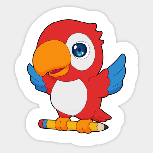 Parrot Pupil Pencil School Sticker